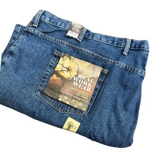 RK Brand Real Work Wear Men's Blue Denim Relaxed Fit Jeans 60x32